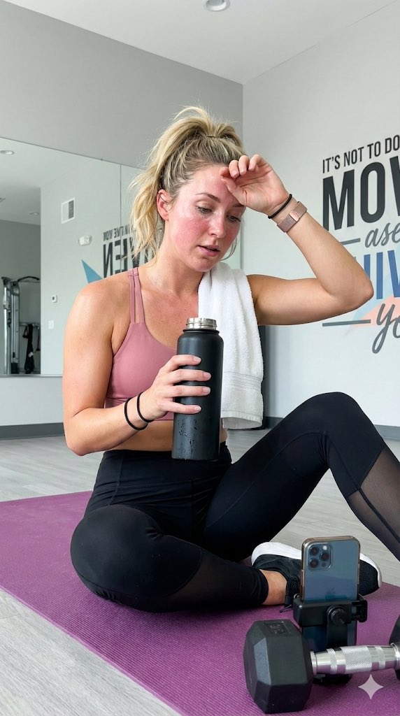 Gym selfie portrait of woman on yoga mat for Nano Banana Pro — output 1