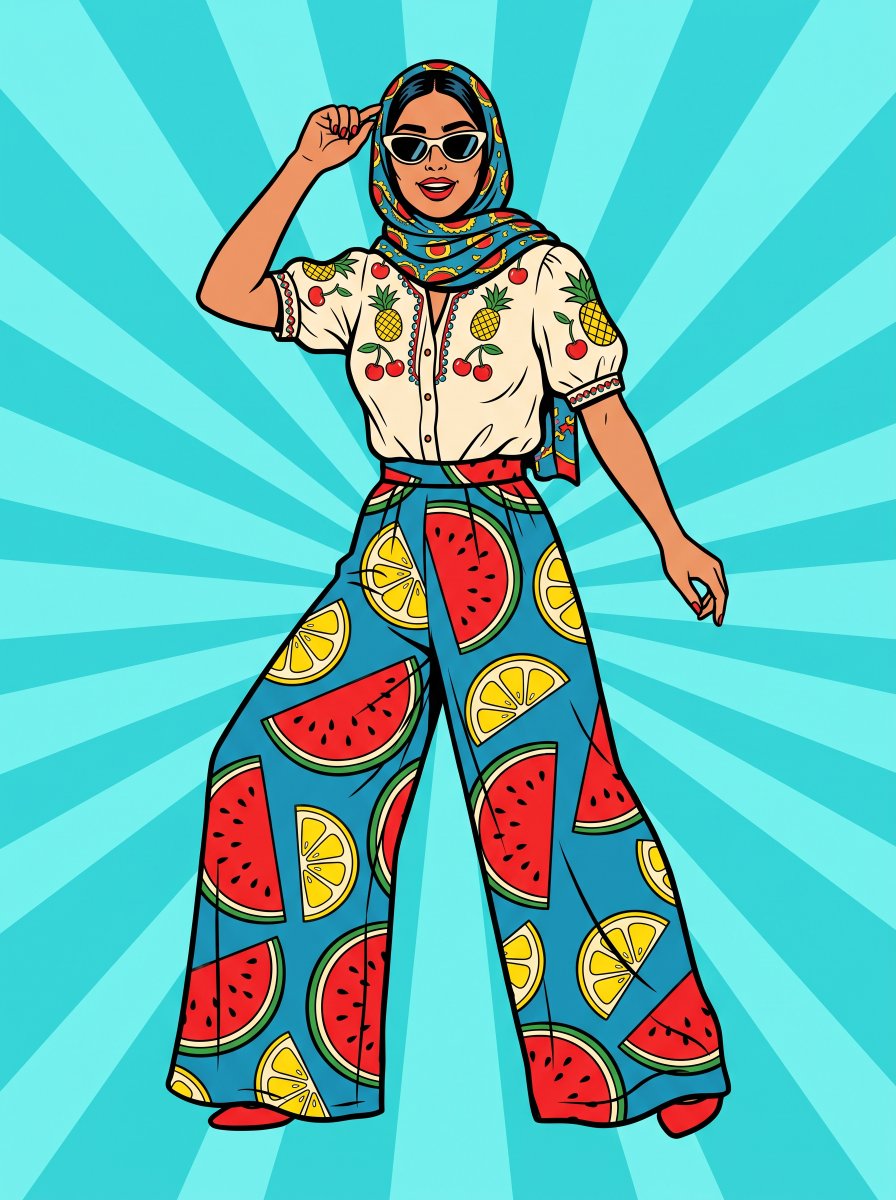 Social Media Post - Pop Art Summer Fruit Fashion Illustration — output 1