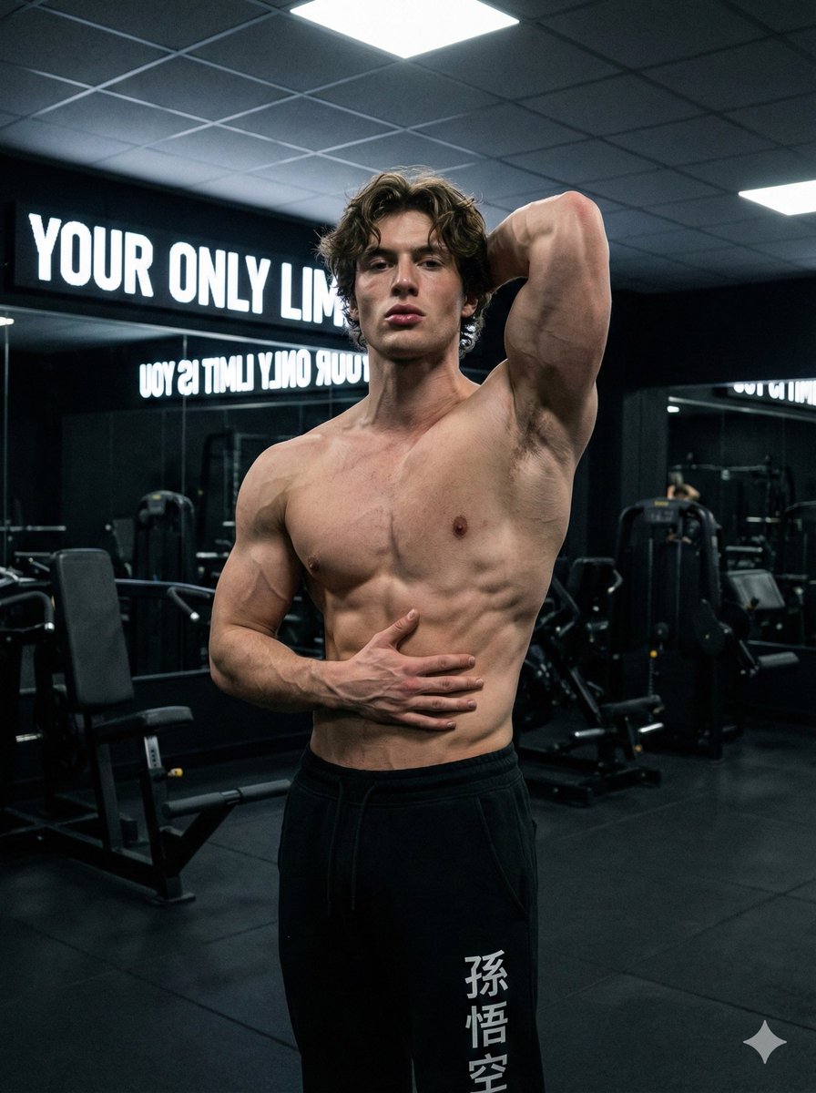Social Media Post - Fitness Studio Man Pose Prompt — output 1