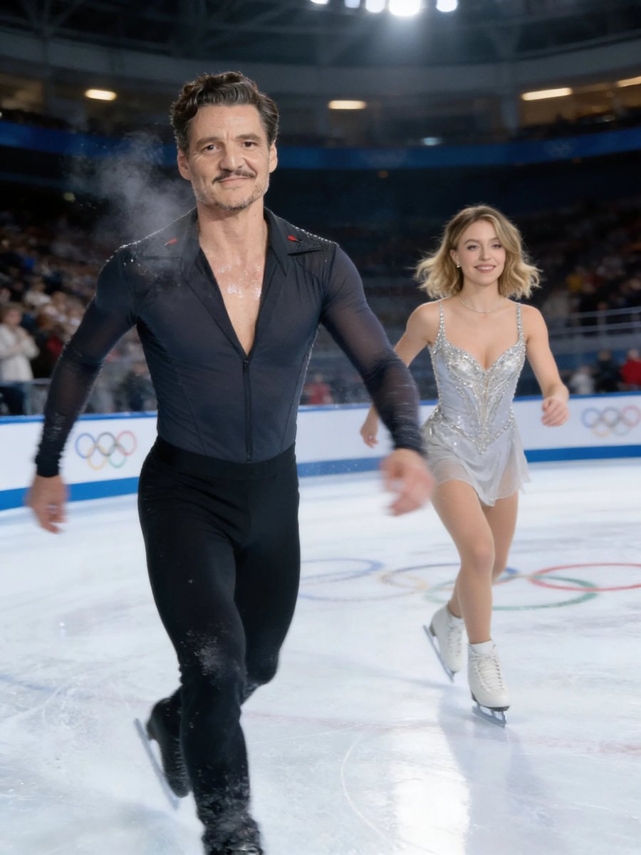 Social Media Post - Documentary-Style Figure Skating Photo of Celebrities — output 1