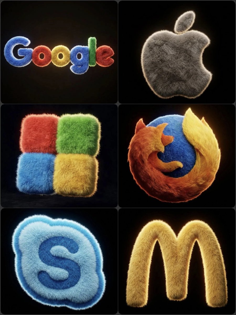 Hyper-realistic 3D fluffy logo transformation — output 1