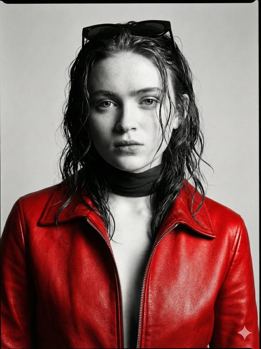 Product Marketing - Black and White Cinematic Fashion Portrait (Billie Eilish) — output 1