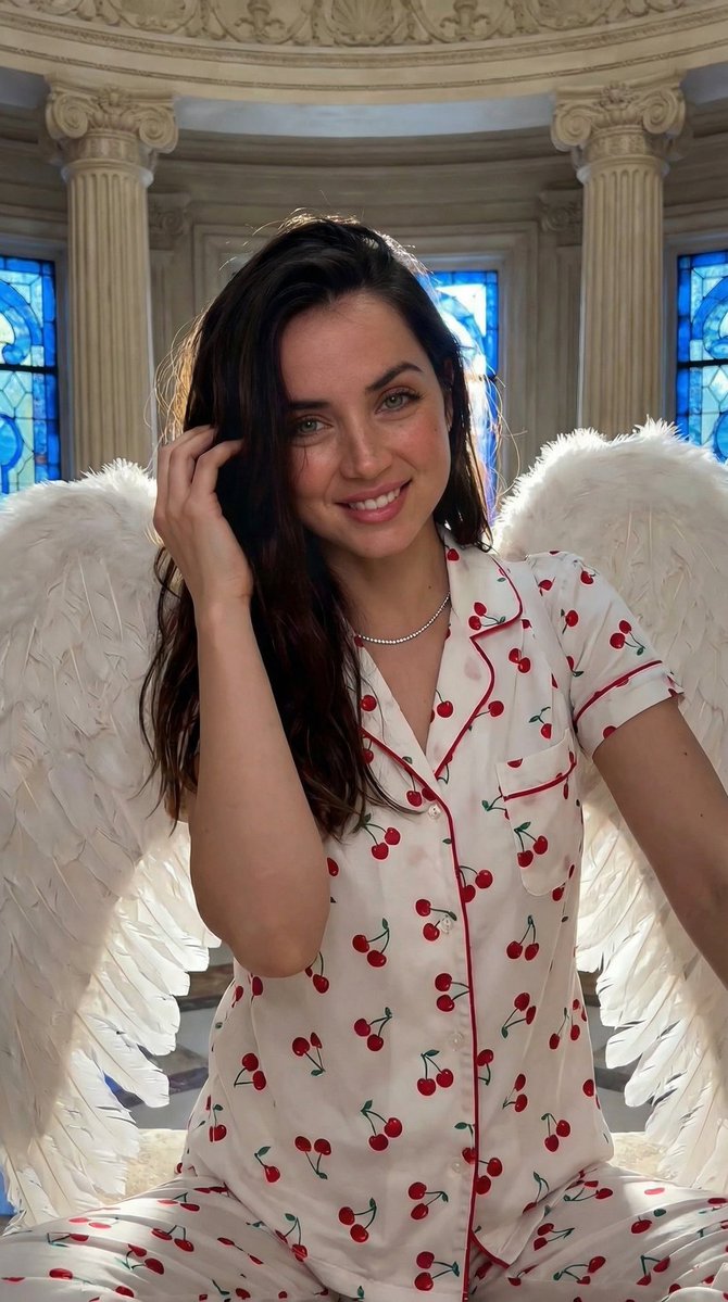 Low-Angle Cinematic Portrait: Strawberry Angel — output 1