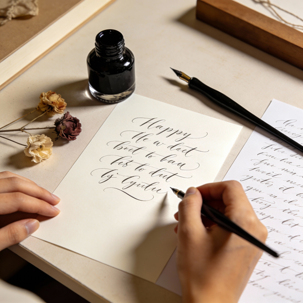 Overhead Calligraphy Crafting Shot — output 1