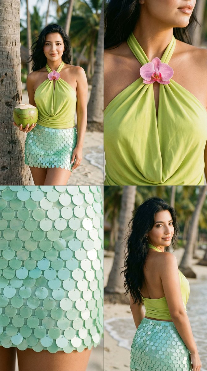 Social Media Post - Tropical Fashion Editorial Collage Prompt — output 1