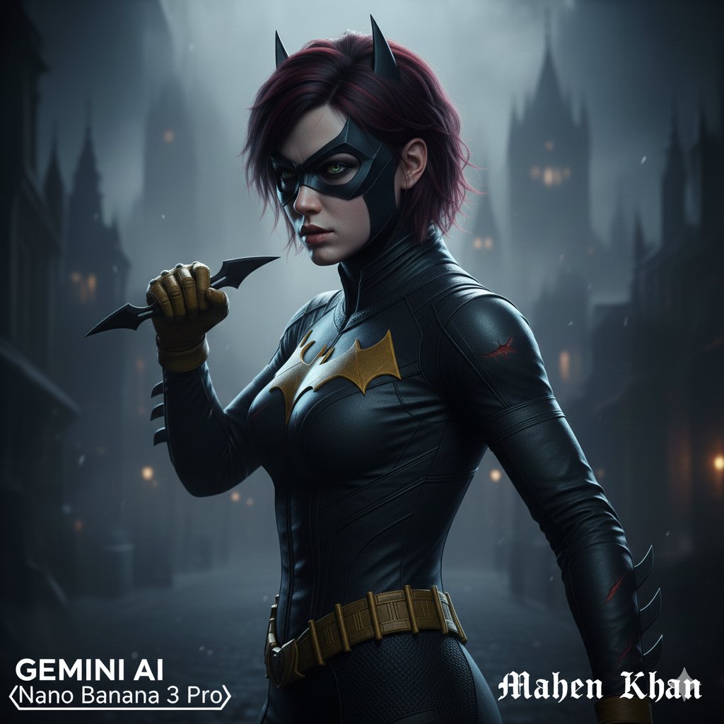 Gothic Noir Vigilante Portrait (Batgirl Inspired) — output 1
