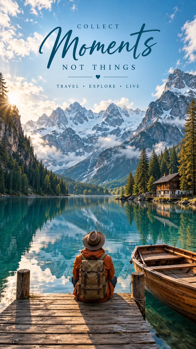 Product Marketing - Alpine Lake Editorial Travel Poster — output 1