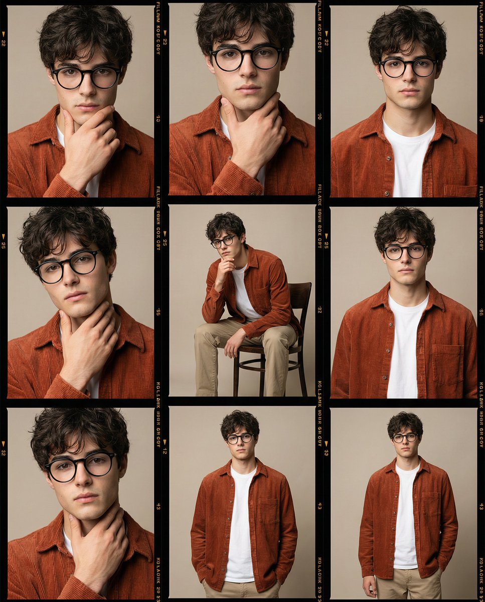 High-Fidelity Editorial Contact Sheet Portrait Session — output 1