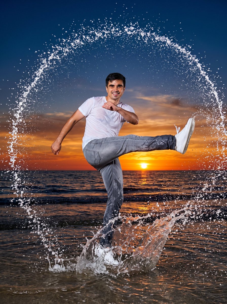 Social Media Post - Circular Water Splash Action Photo — output 1