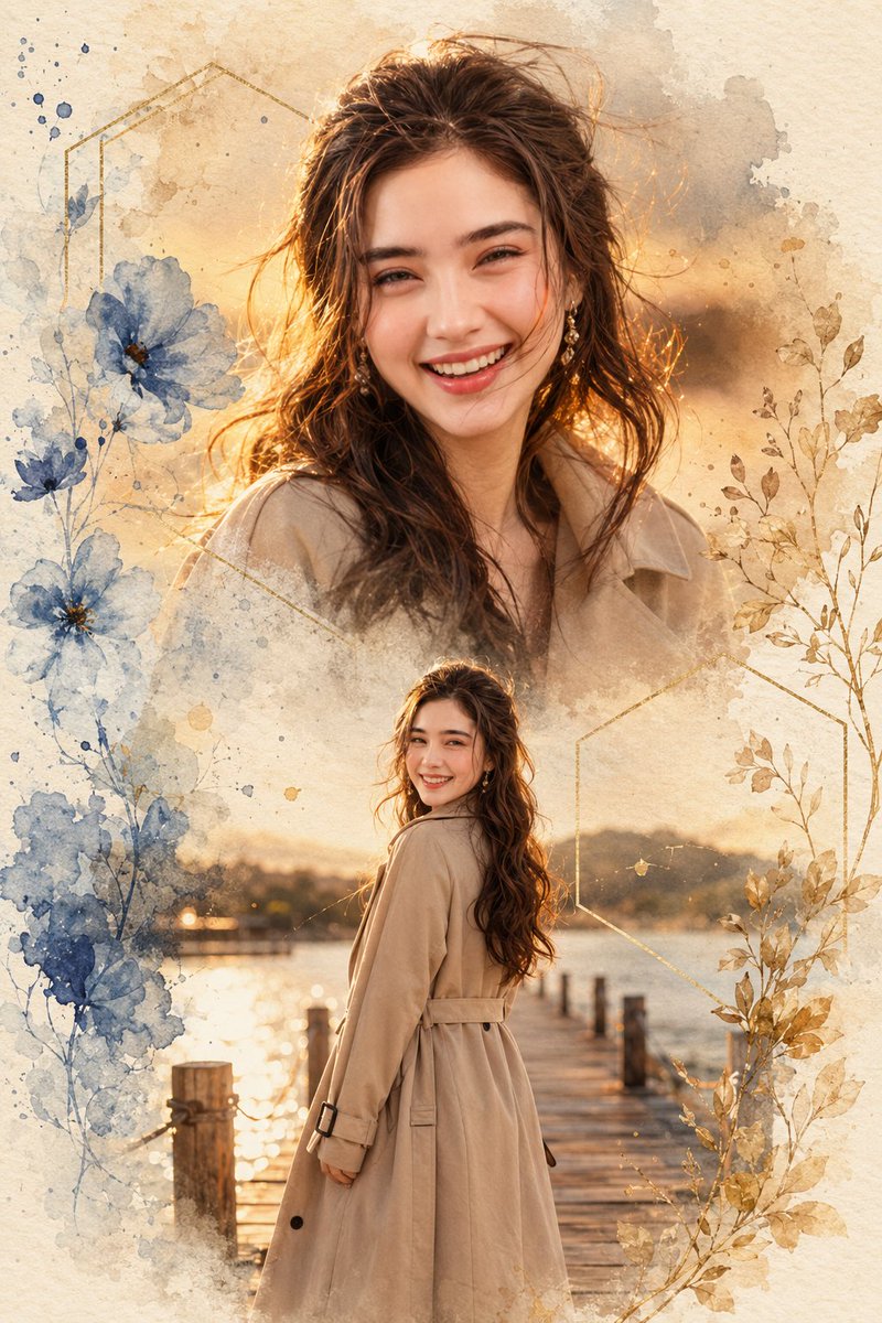 Social Media Post - Dreamy Watercolor Portrait Collage — output 1