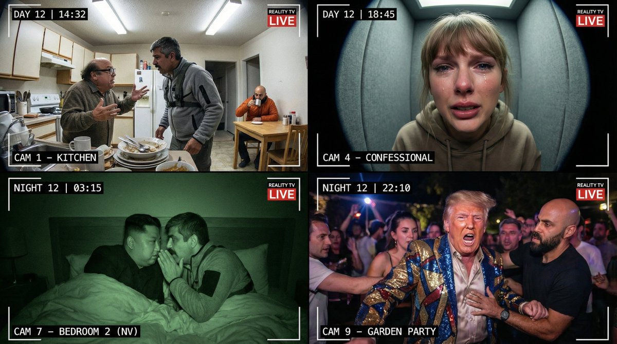 Comic / Storyboard - Raw Reality TV Broadcast Screenshots (2x2 Grid) — output 1