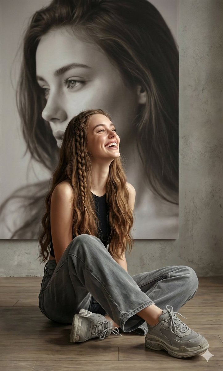 Hyperrealistic Portrait with Monochrome Profile Background — output 1