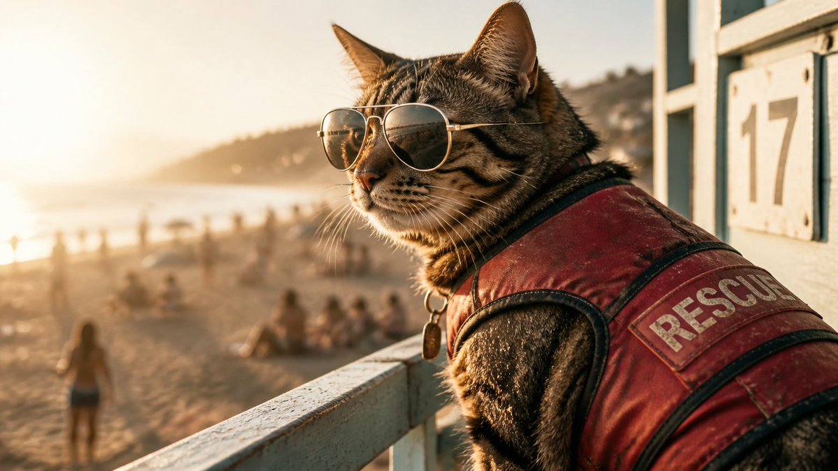 Social Media Post - Multi-Style Cat Lifeguard Prompts — output 1