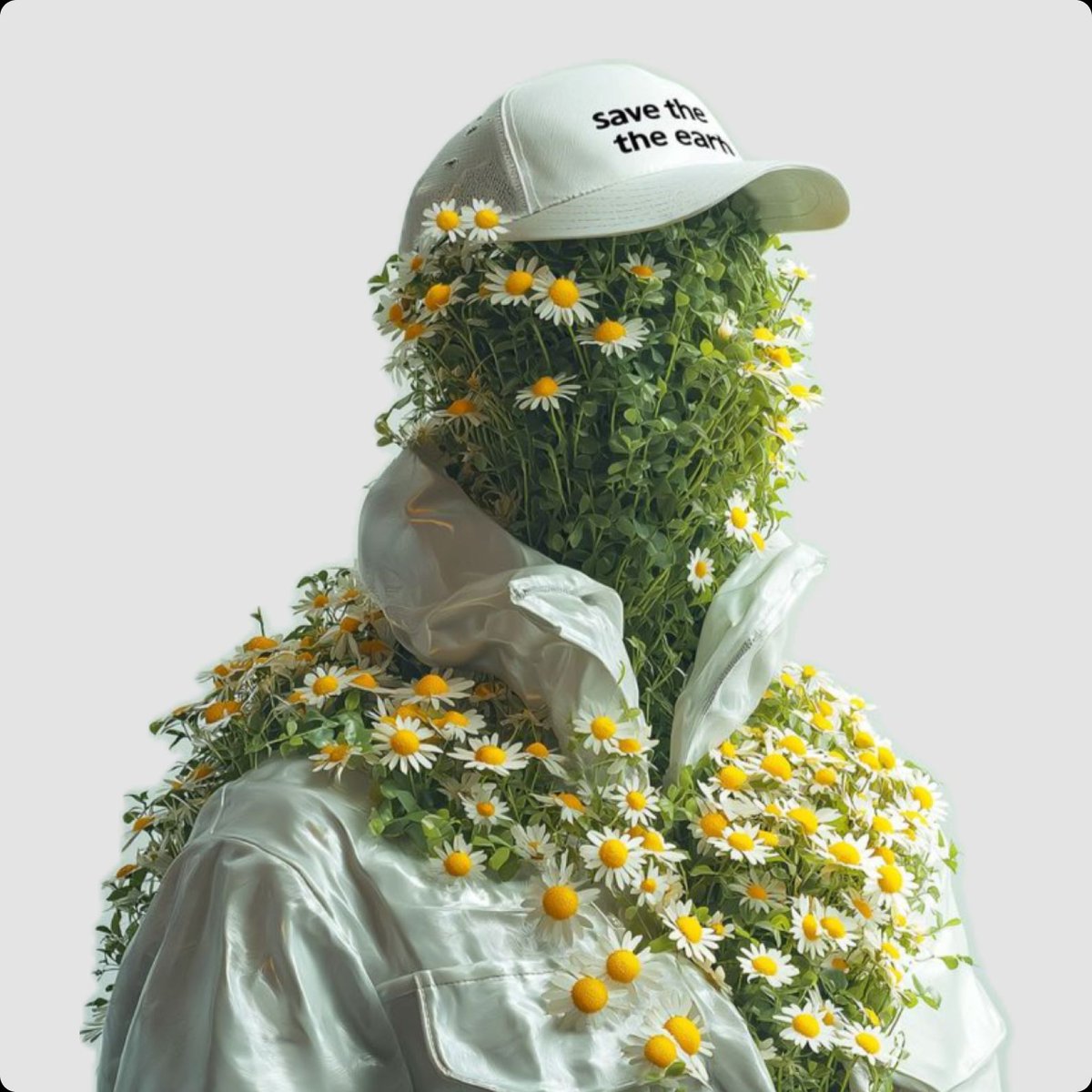 Social Media Post - Surreal Portrait of Humanoid Covered in Grass and Daisies — output 1