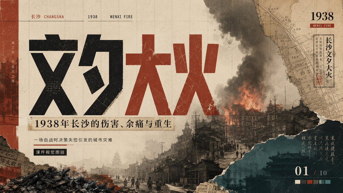 Infographic / Edu Visual - Wenxi Fire Historical PPT Cover — output 1