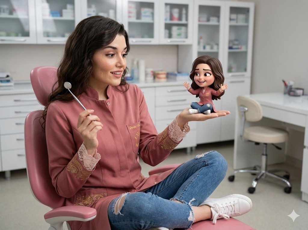 Cinematic Portrait with 3D Chibi Miniature Prompt — output 1