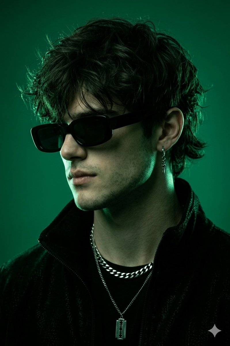 Profile / Avatar - Emerald Monochromatic Male Portrait — output 1