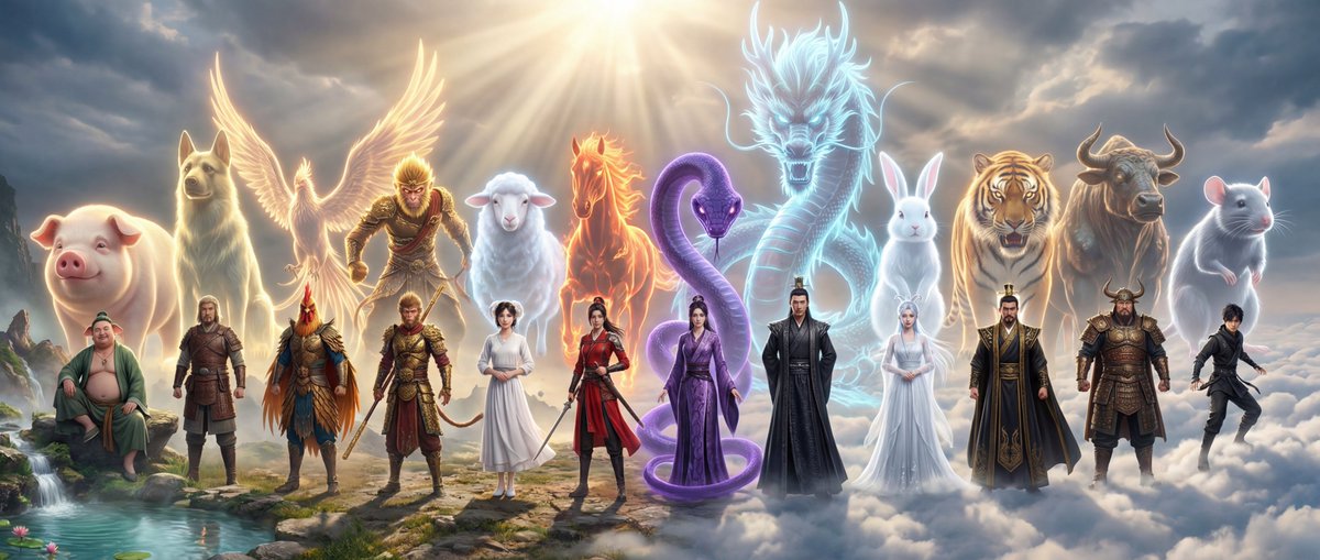 Epic Chinese Fantasy Zodiac Deities Prompt (12 Characters) — output 1