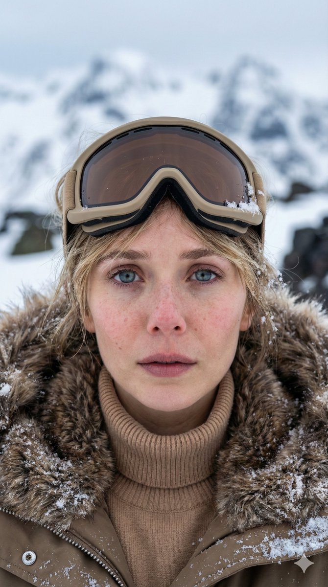 Vertical Cinematic Arctic Portrait (Tan/Brown Palette) — output 1