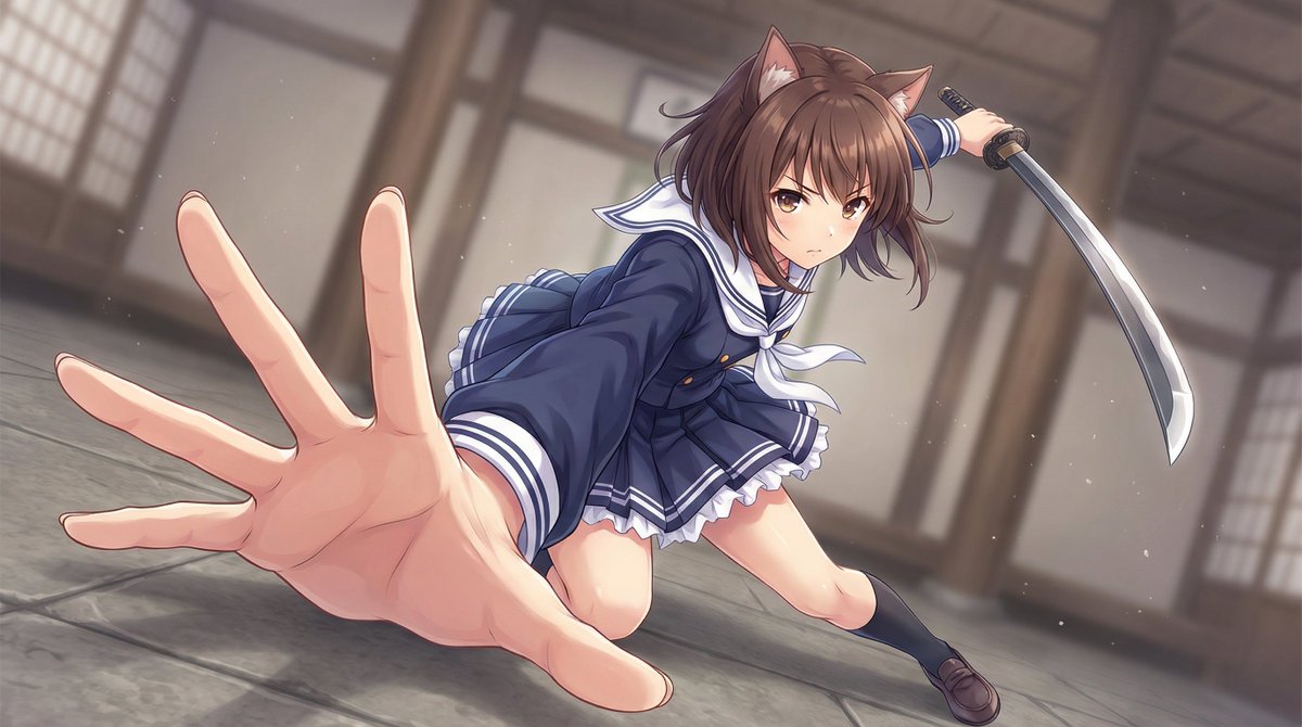 Dynamic Wide-Angle Action Pose Prompt (Gatotsu Style) — output 1