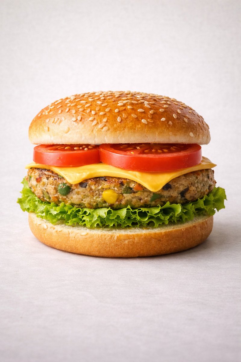 Infographic / Edu Visual - Ultra-realistic Commercial Veg Burger Photography and Exploded View — output 1