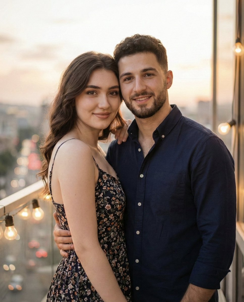 Photorealistic Romantic Couple Portrait with Identity Preservation — output 1