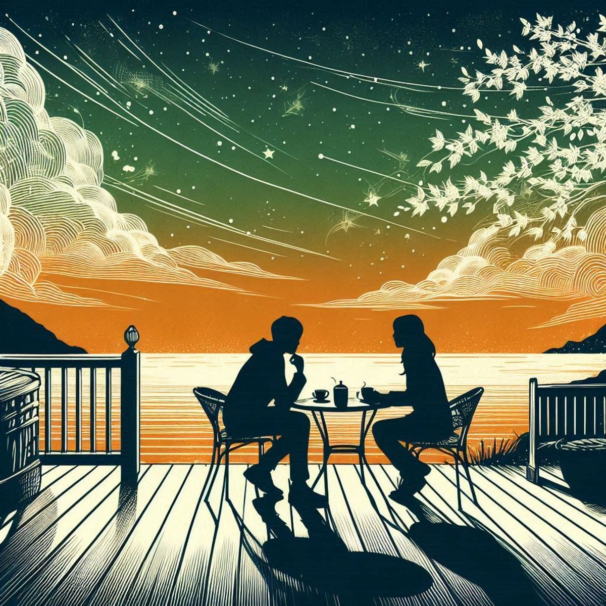 Social Media Post - Romantic Sunset Terrace Album Cover — output 1