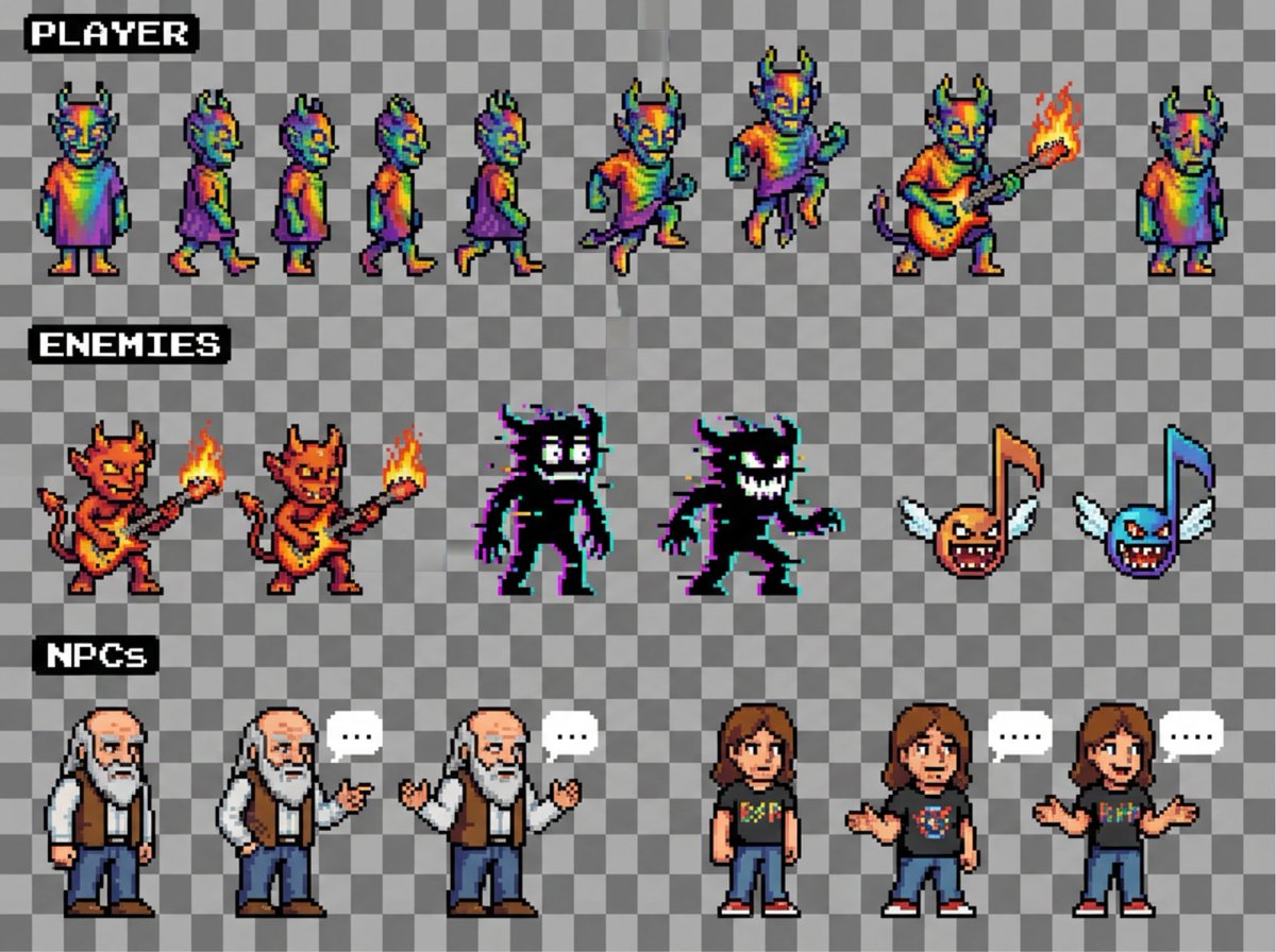 Sprite sheet for 2D NES platformer — output 1