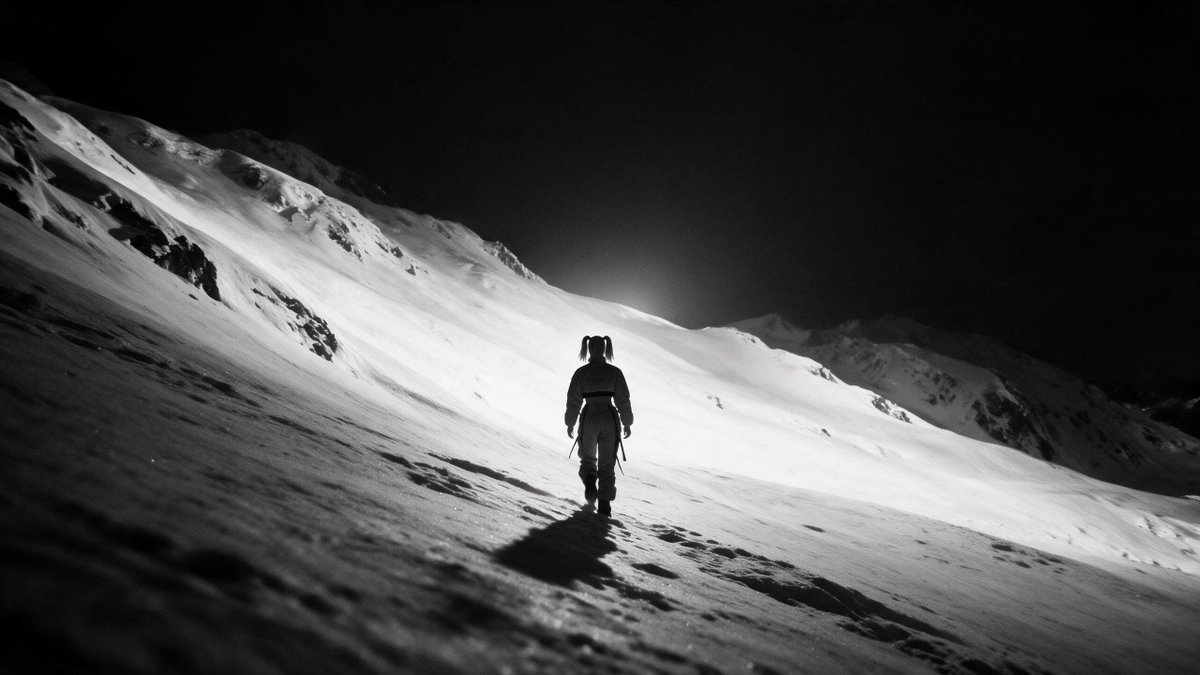 Comic / Storyboard - Lone Mountaineer in Moonlit Snow — output 1