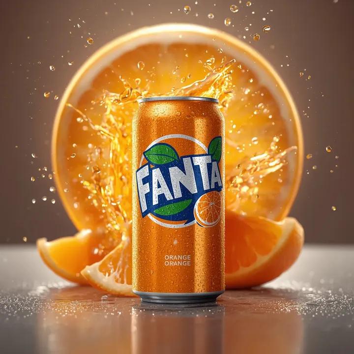 E-commerce Main Image - Hyper-realistic Fanta Orange Product Shot with Splash โ output 1