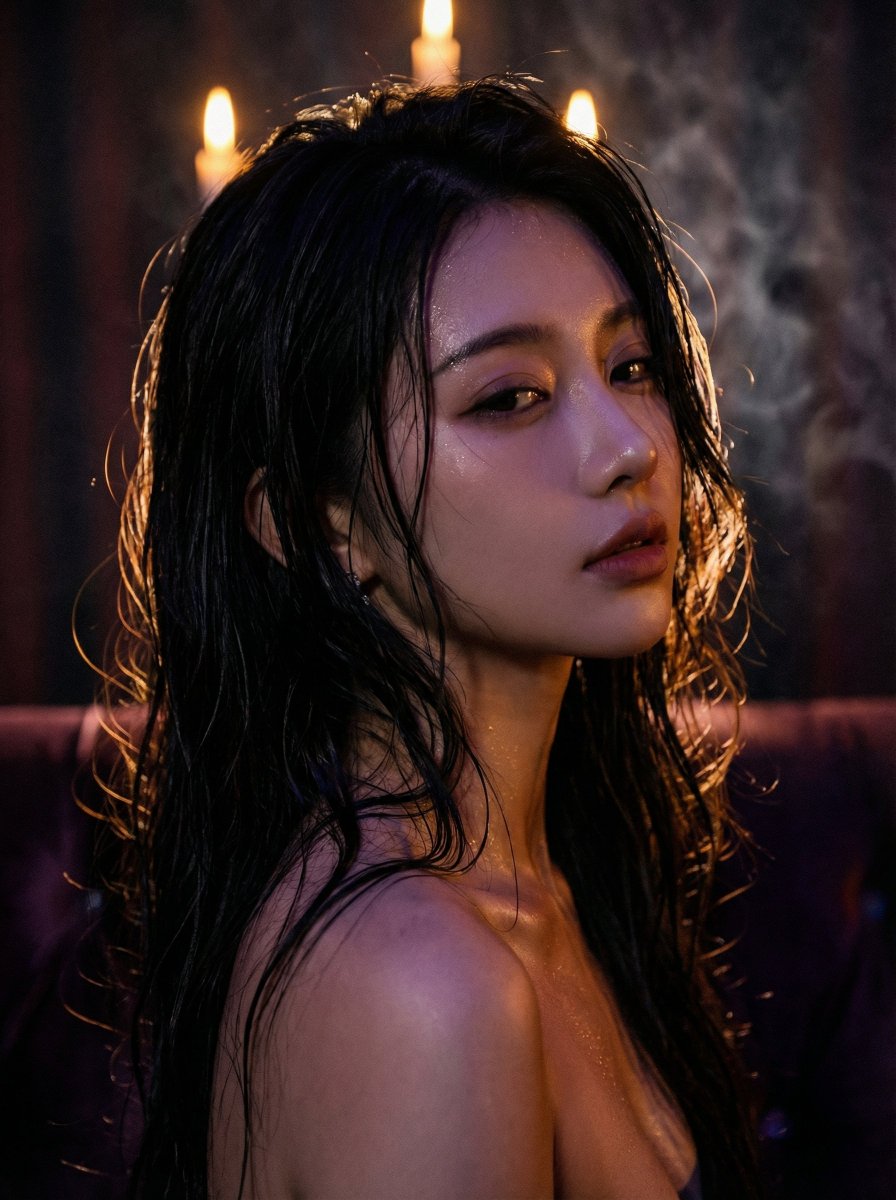 JSON Prompt for Sultry Dual-View Cinematic Portrait — output 1