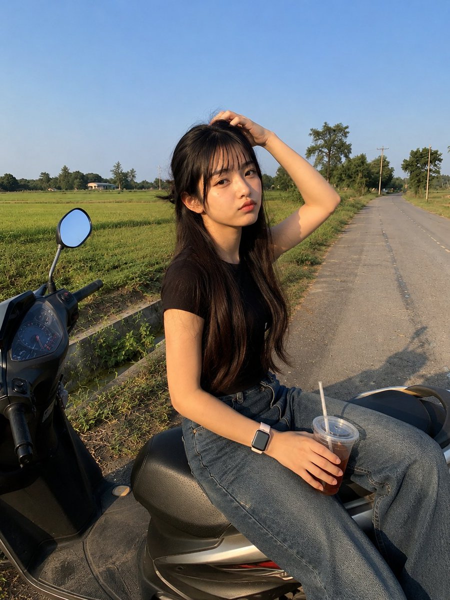 Social Media Post - Candid Smartphone Countryside Scooter Photo — output 1
