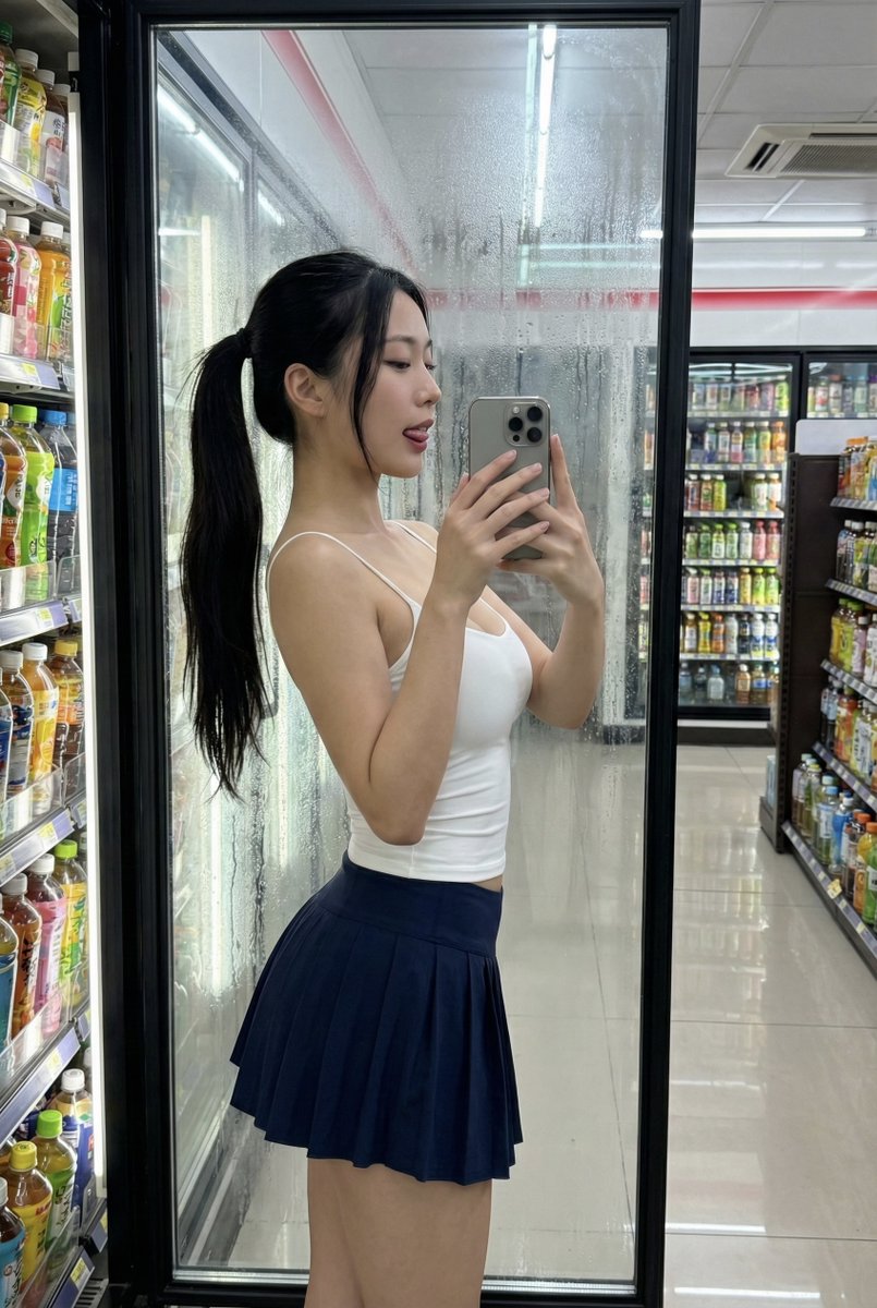 Profile / Avatar - Convenience Store Selfie Reflection Prompt (Suggestive) — output 1