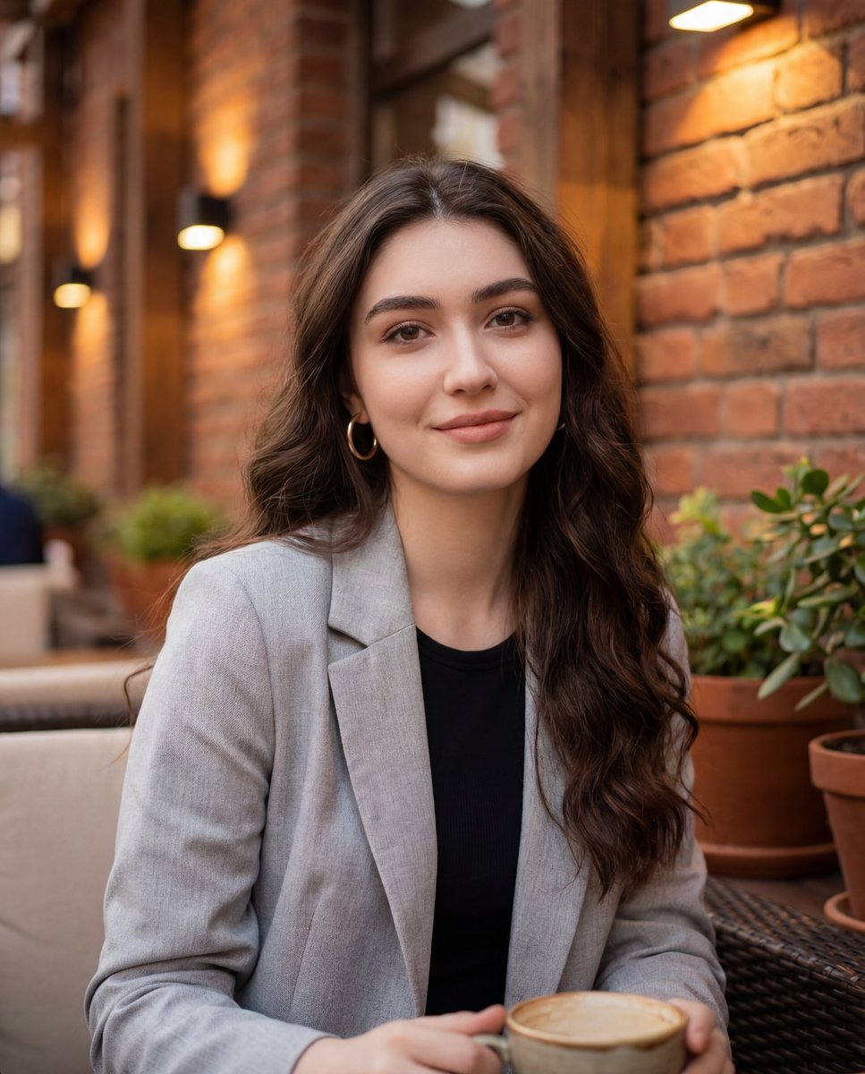 Profile / Avatar - Casual Lifestyle Portrait in an Urban Outdoor Café — output 1