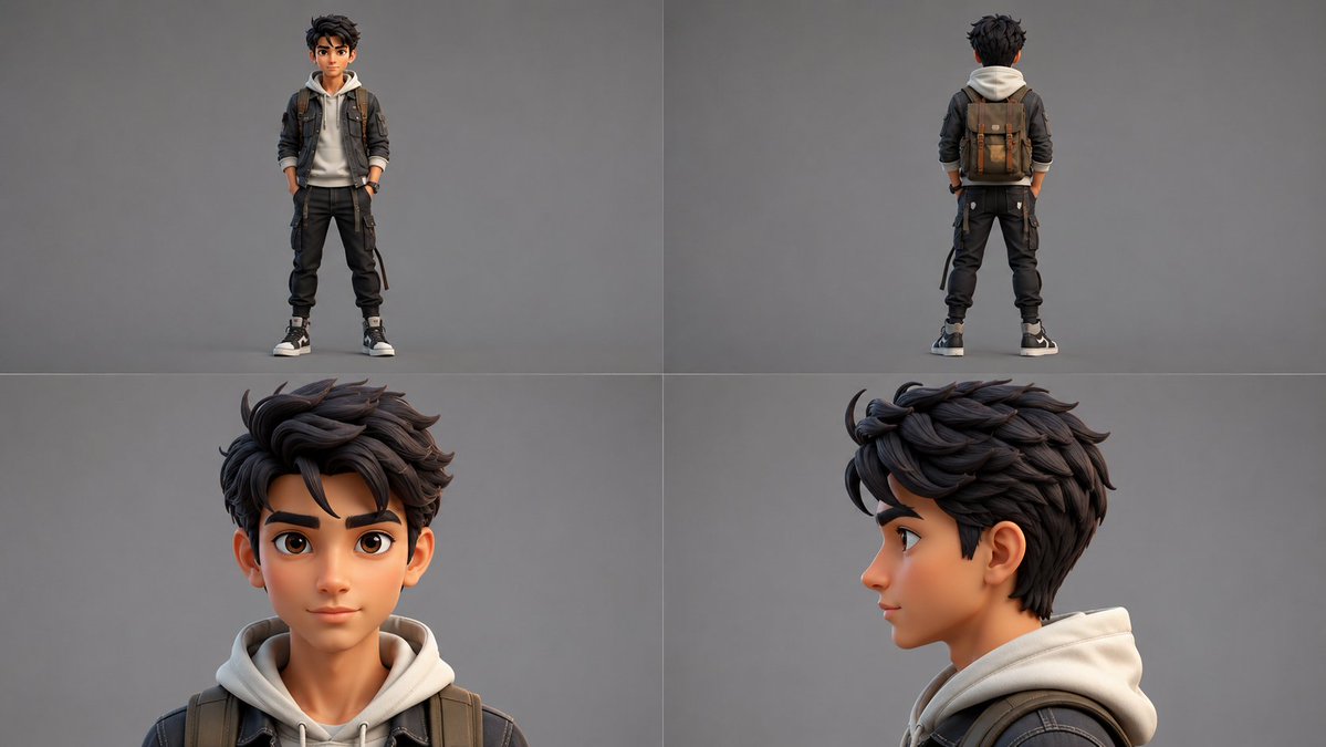 Comic / Storyboard - Boy in Pajamas 3D Character Sheet — output 1