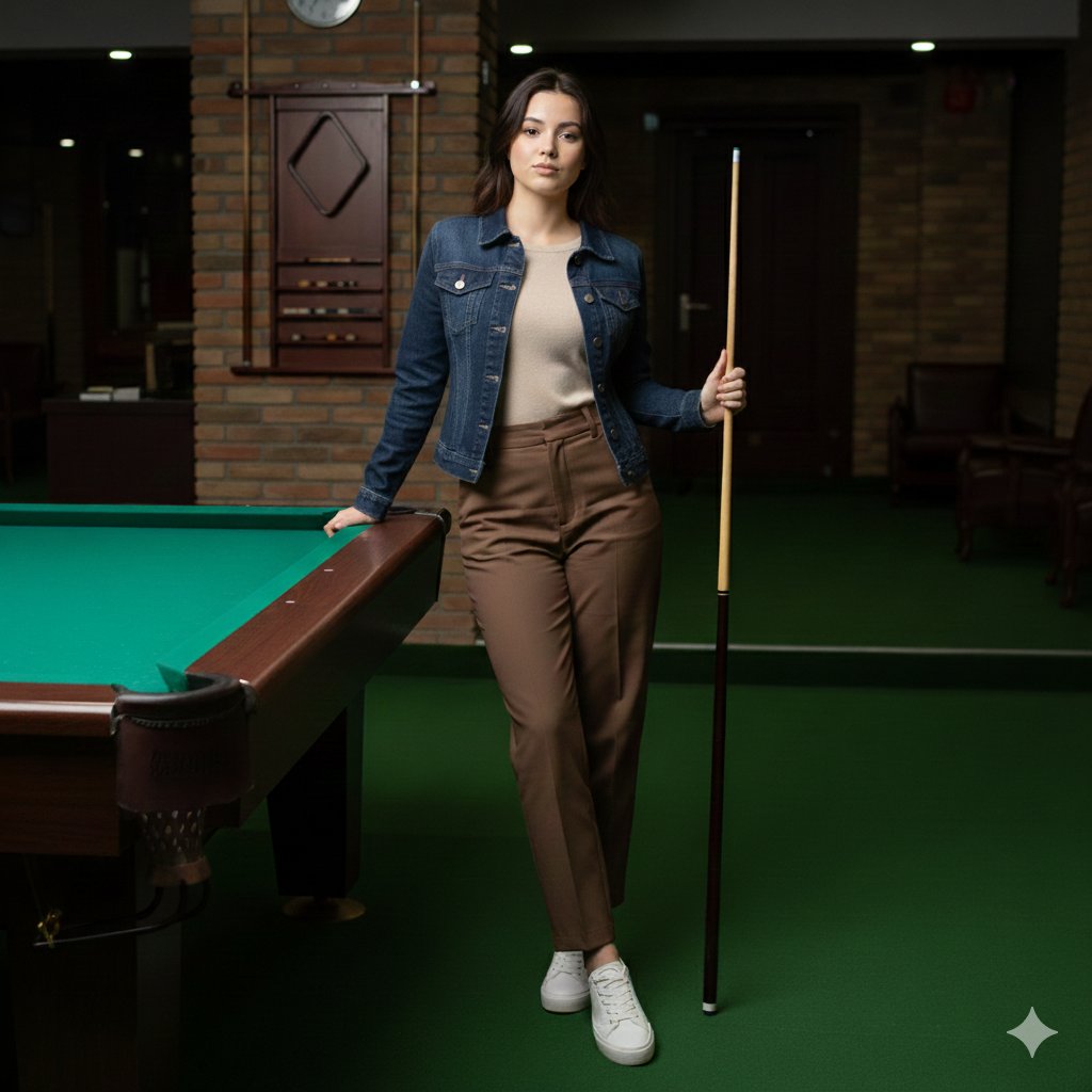 Casual Lifestyle Portrait in a Billiards Lounge (Brown Trousers) — output 1