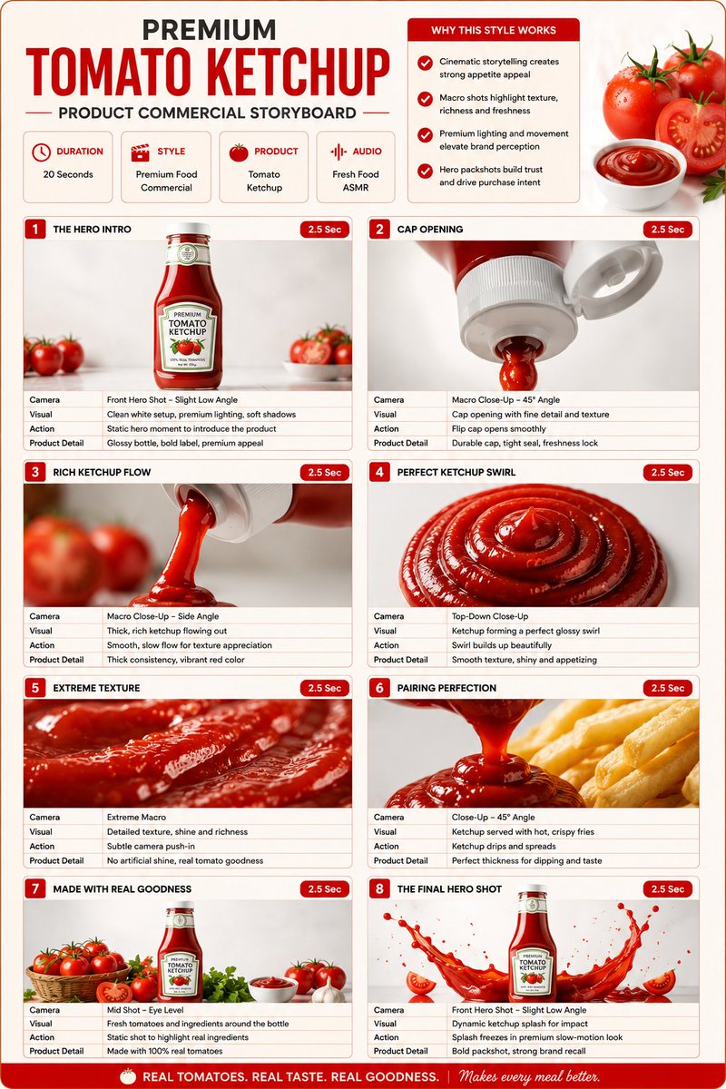 Comic / Storyboard - Premium Ketchup Commercial Storyboard — output 1