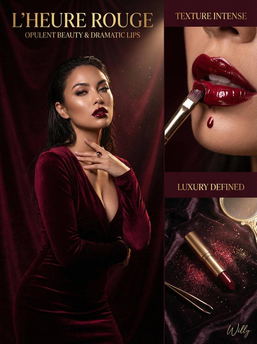 Asymmetrical Dark Luxury Beauty Editorial Spread — output 1