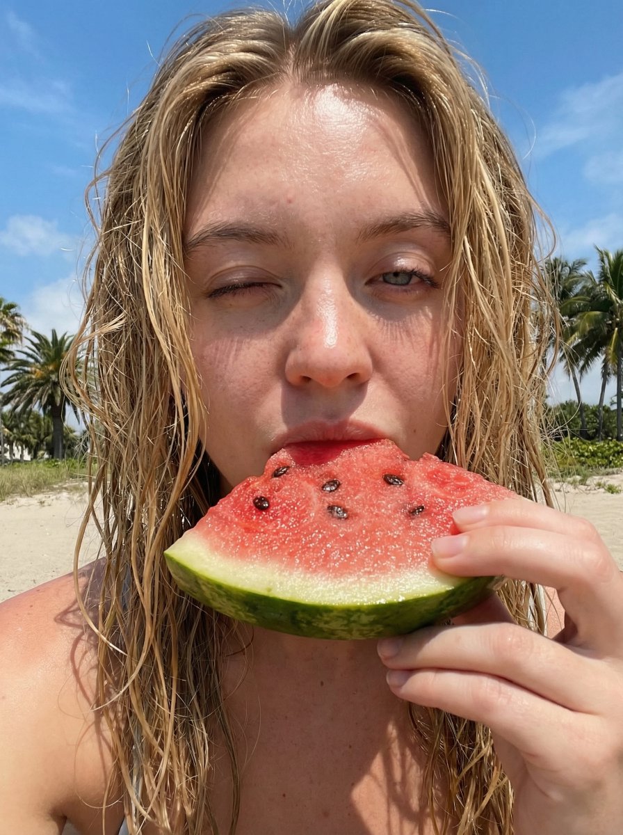 Profile / Avatar - Outdoor Summer Watermelon Selfie (Detailed JSON) — output 1