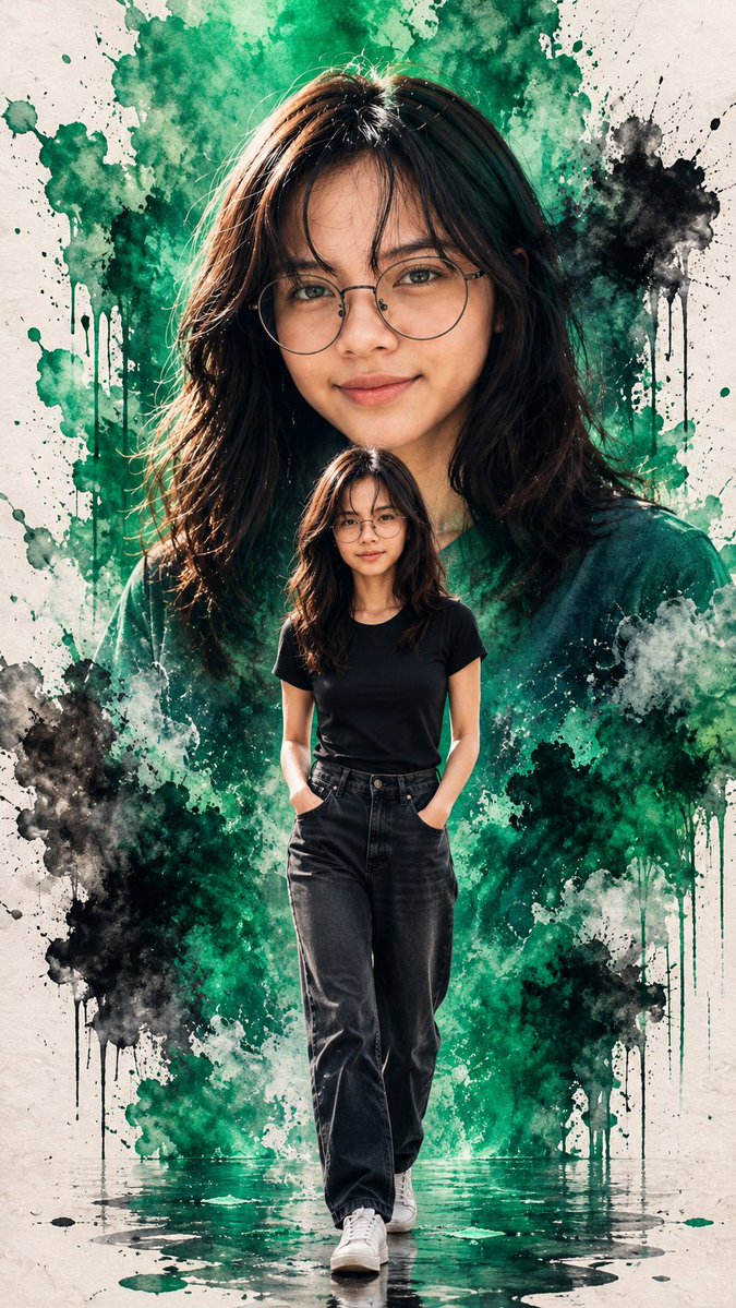 Product Marketing - Emerald Double Exposure Fashion Portrait — output 1