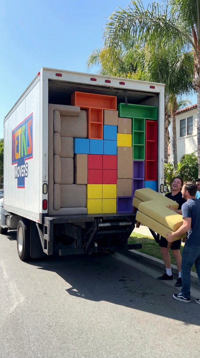 YouTube Thumbnail - Tetris Home Organization Humor Prompt — output 1
