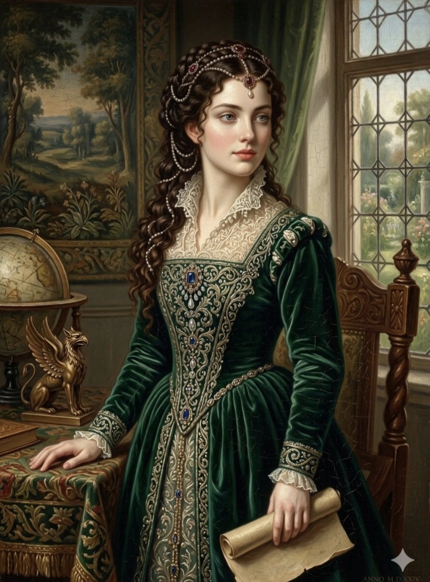 Comic / Storyboard - Renaissance Noblewoman Oil Portrait — output 1