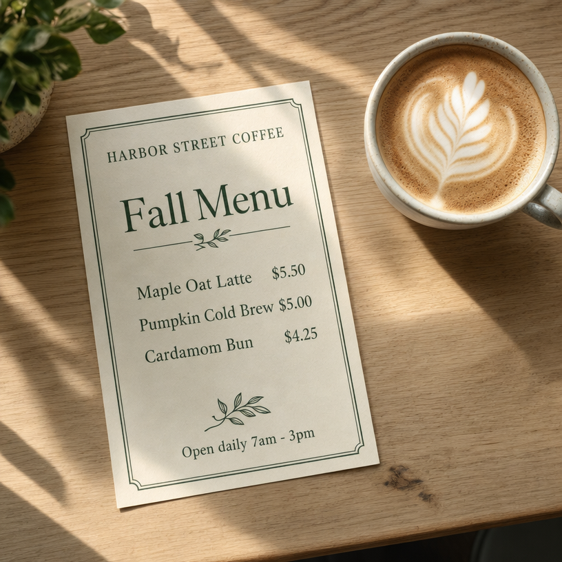 Social Media Post - Harbor Street Coffee Fall Menu — output 1