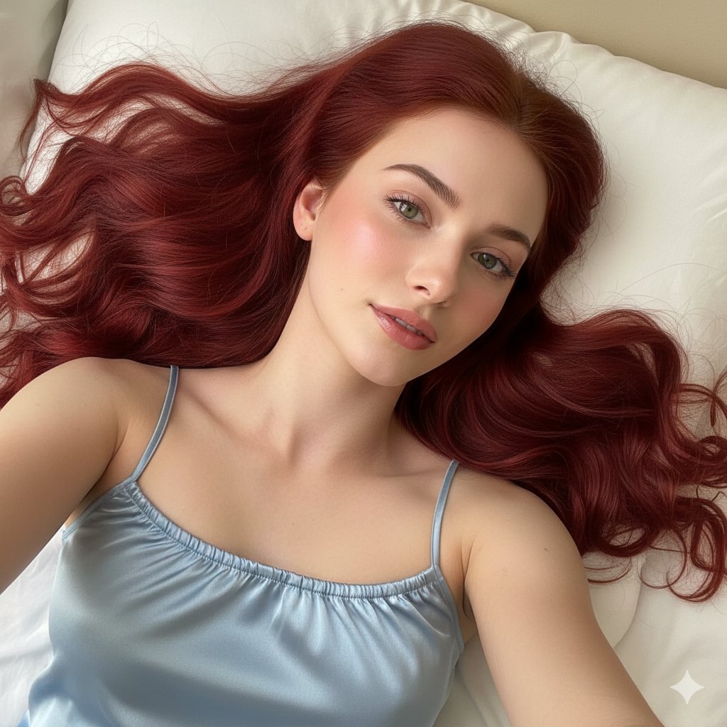 Intimate Red-Haired Morning Selfie Prompt — output 1