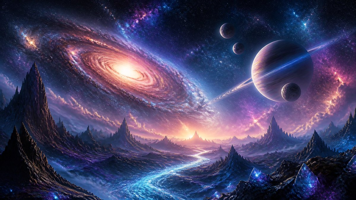 Game Asset - Alien Horizon with Ringed Planet — output 1
