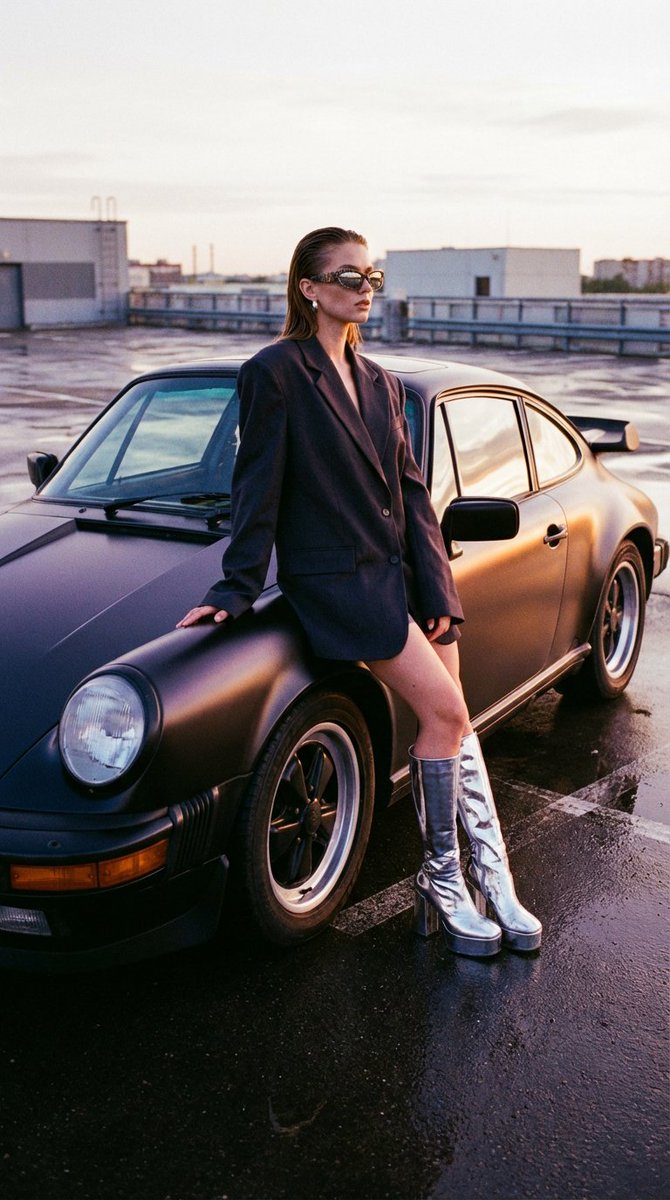 Avant-Garde Streetwear and Vintage Auto Prompt — output 1