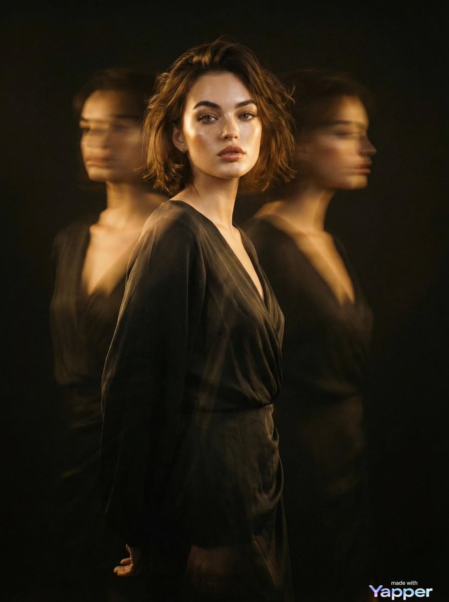 Poster / Flyer - Cinematic Fashion Portrait with Motion Blur Ghost Figures — output 1