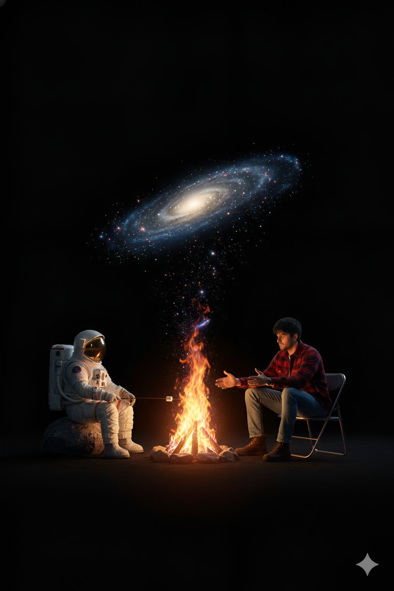 YouTube Thumbnail - Surreal Campfire in Cosmic Void — output 1