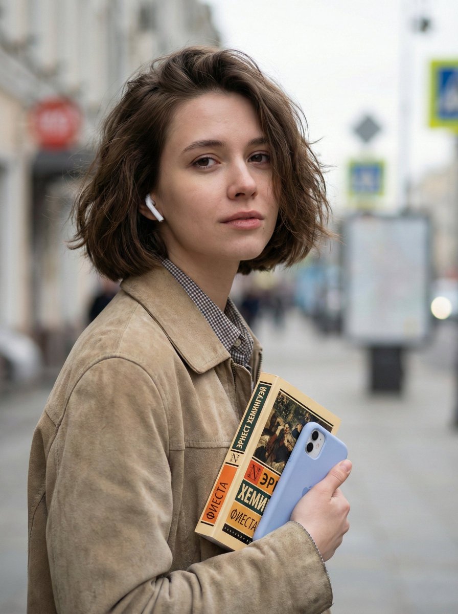 Photorealistic Street Portrait with Bokeh Background — output 1