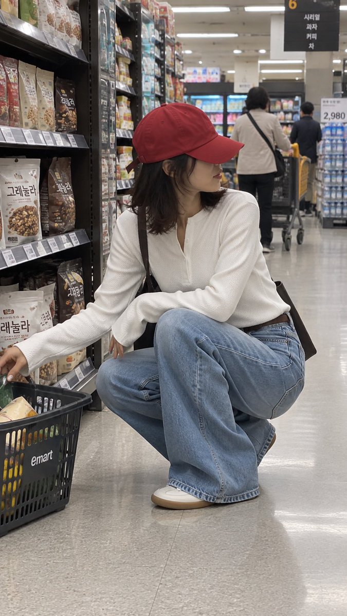 E-commerce Main Image - Candid Korean Supermarket Shopper — output 1